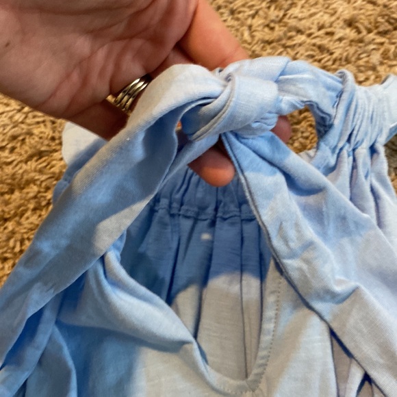 INC NWT Baby blue extra small XS halter top thick elastic waistband tie at neck - Picture 4 of 8